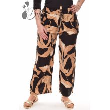 Bézs levélmintás, bő szárú nadrág M/L, XL/XXL