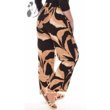 Bézs levélmintás, bő szárú nadrág M/L, XL/XXL