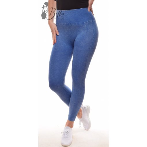 Fenekén ráncolt, popsi kiemelős legging farmerhatású koptatással S/M, L/XL