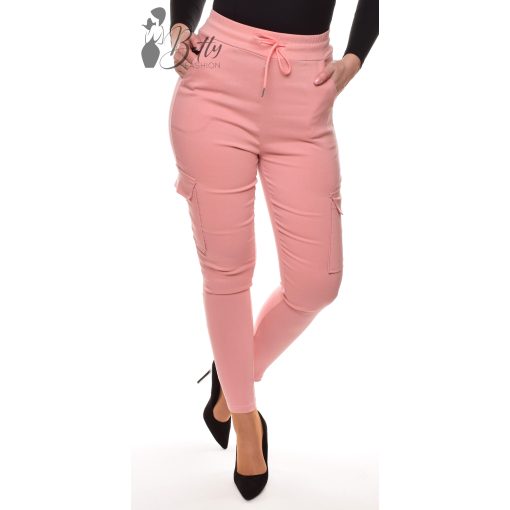 Rózsaszínű, oldalzsebes, derékban megkötős nadrág S/M, M/L, XL/XXL