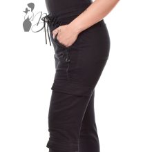 Fekete színű, oldalzsebes cargo nadrág XS, S, M, L, XL