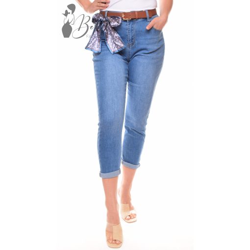 Középkék színű farmer nadrág + öv XS, S, M, L, XL