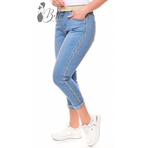 Oldalt szegecses farmer nadrág + öv XS, S, M, L, XL