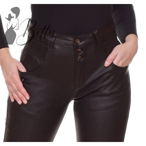 Derekán feliratos, fekete műbőr nadrág XS, S, M, L, XL