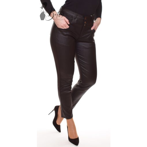 Derekán feliratos, fekete műbőr nadrág XS, S, M, L, XL