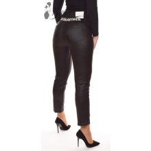 Derekán feliratos, fekete műbőr nadrág XS, S, M, L, XL