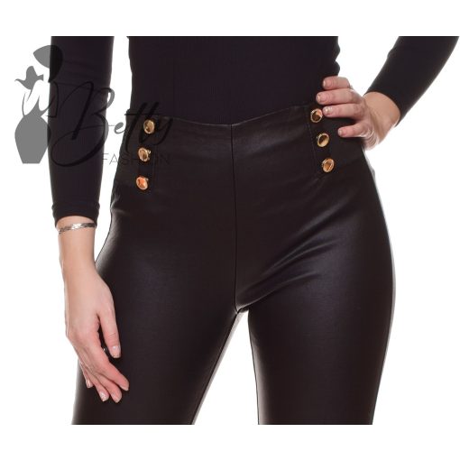 Derekán díszgombos műbőr nadrág XS, S, M, L, XL