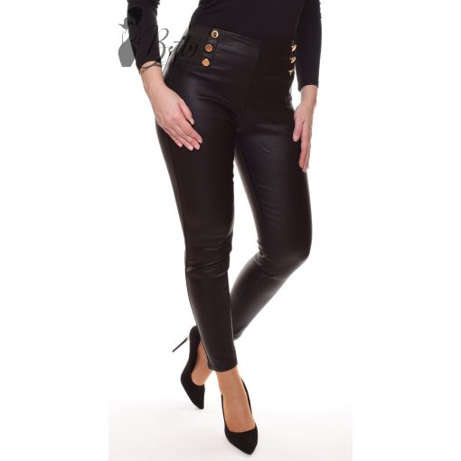 Derekán díszgombos műbőr nadrág XS, S, M, L, XL