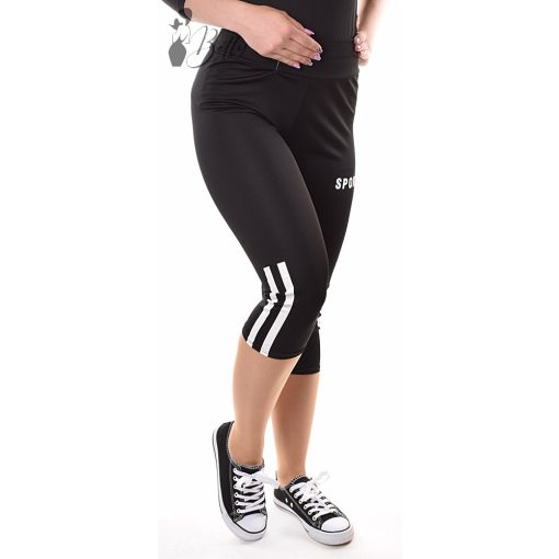 Sport feliratos és oldalán csíkos leggings M/L, XL/3XL