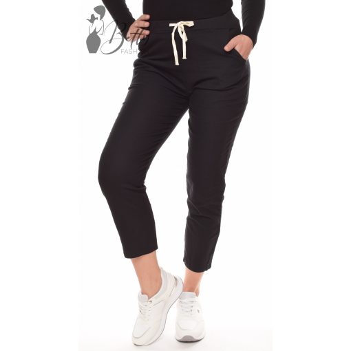 Fekete színű lenvászon nadrág L, XL, 2XL, 3XL