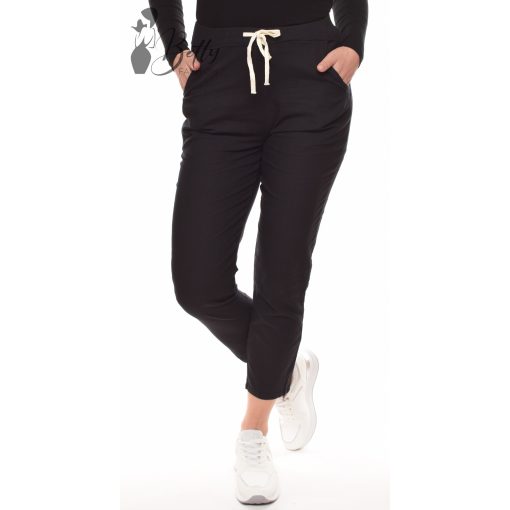 Fekete színű lenvászon nadrág L, XL, 2XL, 3XL