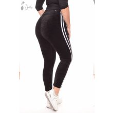 Oldalt csíkos, puha plüss legging S/M