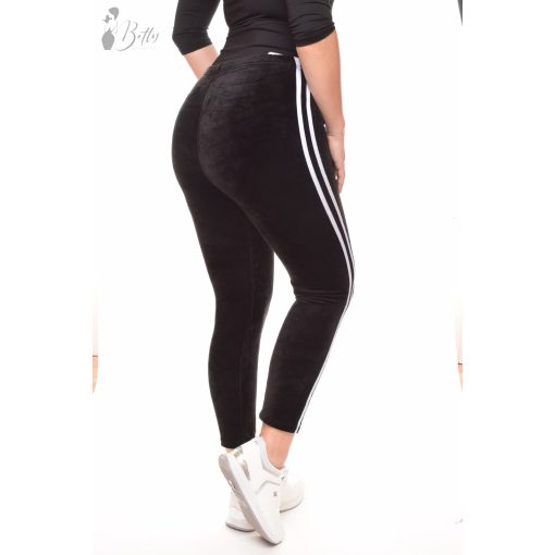 Oldalt csíkos, puha plüss legging S/M