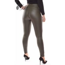 Sötétzöld színű polár bélelt, műbőr legging XS/S, S/M, M/L, L/XL