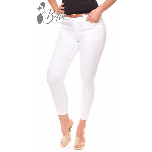 Fehér színű, push-up farmernadrág, övvel XS, S, M, L, XL
