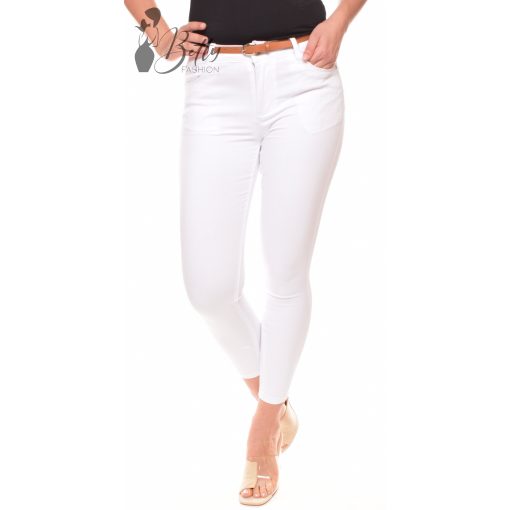 Fehér színű, push-up farmernadrág, övvel XS, S, M, L, XL