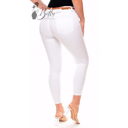 Fehér színű, push-up farmernadrág, övvel XS, S, M, L, XL