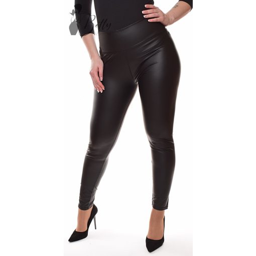 Fekete színű, műbőr leggings S/M
