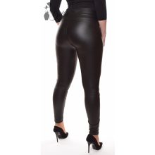 Fekete színű, műbőr leggings S/M