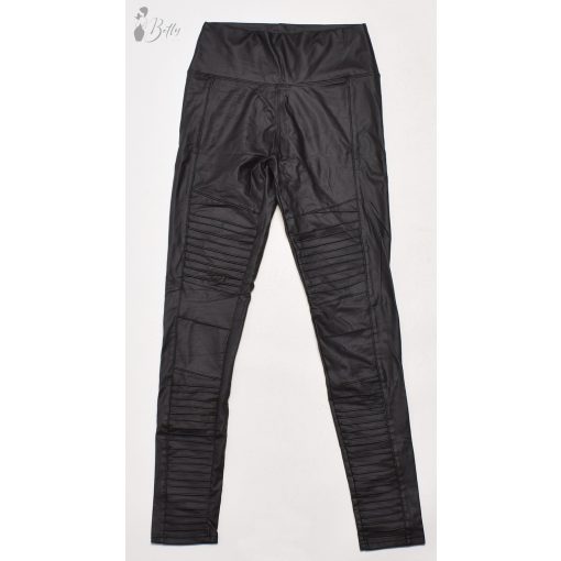 Fekete színű, díszvarrásos műbőr legging S/M