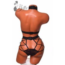 Fekete színű, csipkés, erotikus body - méret nélküli