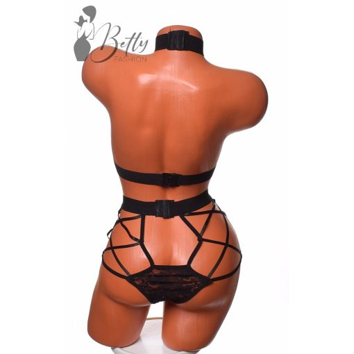 Fekete színű, csipkés, erotikus body - méret nélküli