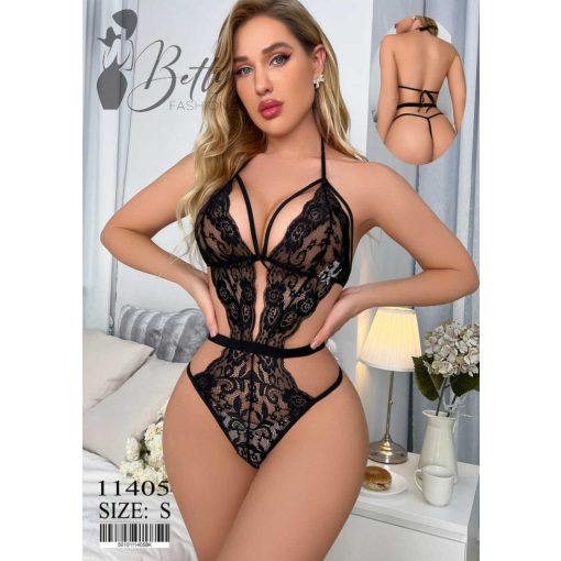 Fekete színű csipkés erotikus fehérnemű S, M