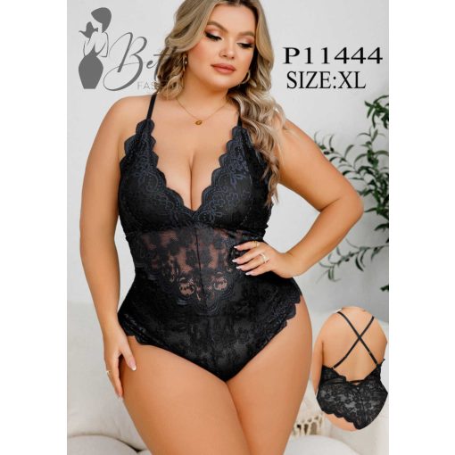 Fekete színű, csipkés, erotikus body XL, XXL