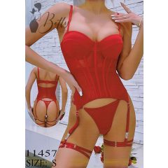 Tüll anyagú, szaténdíszes erotikus szett - S, M, L