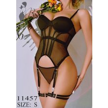 Tüll anyagú, szaténdíszes erotikus szett - S, M, L