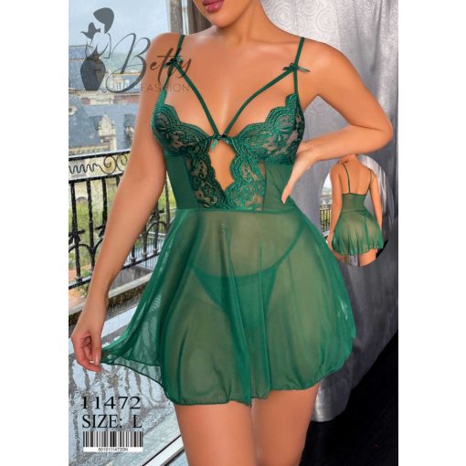 Smaragdzöld színű, kétrészes, csipkés és tüllös erotikus szett - S, M, L 