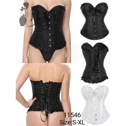 Fekete színű fűző és tanga, erotikus szett - S, M, L, XL