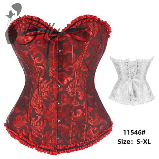 Piros-fekete színű fűző és tanga, erotikus szett - S, M, L, XL