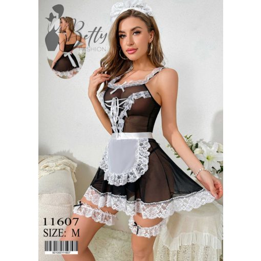 Fekete-fehér színű, erotikus szobalány szett - M, L 