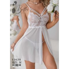   Fehér színű, kétrészes, csipkés és tüllös erotikus szett - S, M, L