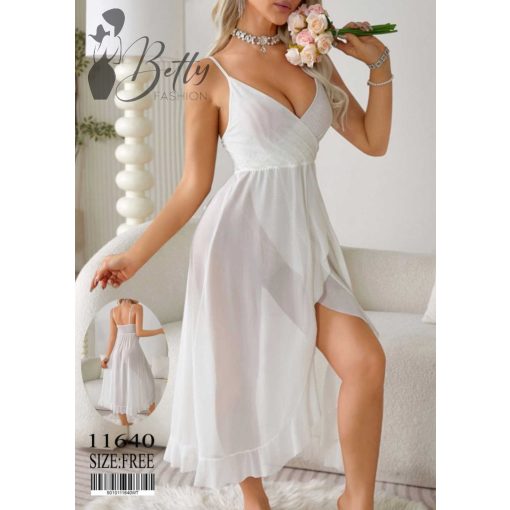 Fehér színű, hosszú fazonú, erotikus ruha