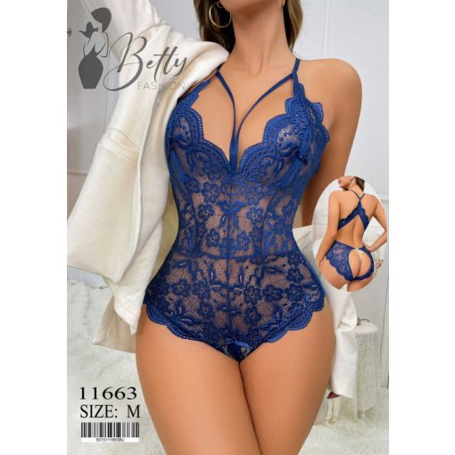 Sötétkék, fenekén kivágott, erotikus body