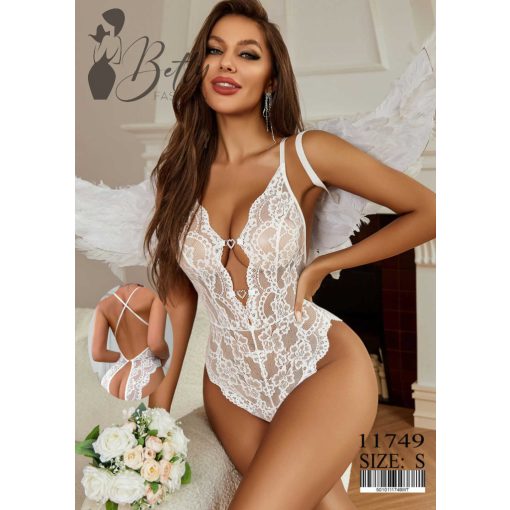 Fehér színű, csipkés, erotikus body S, M