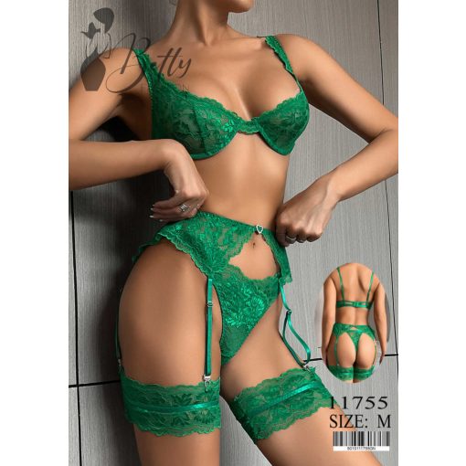 Smaragdzöld színű, csipkés erotikus szett M, L
