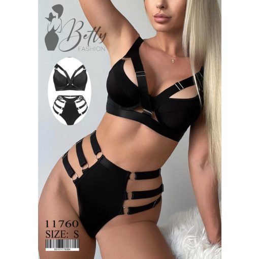 Fekete színű, pántos erotikus szett - S, M