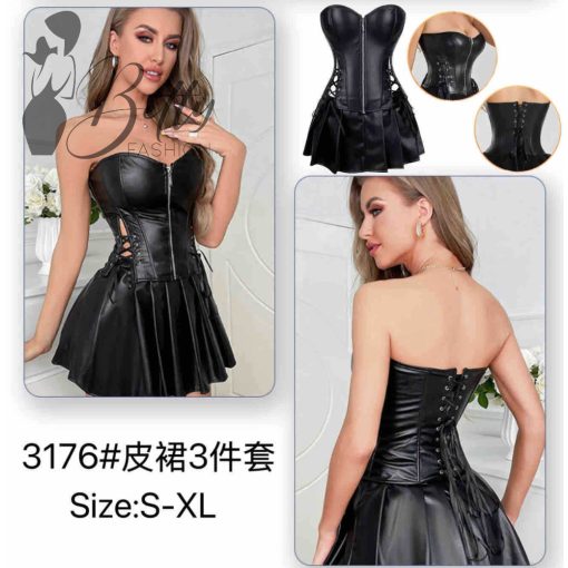 Fekete műbőr erotikus szett S, M, L, XL