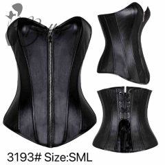   Fekete színű, műbőr fűző és tanga, erotikus szett - S, M, L, XL, 2XL, 3XL