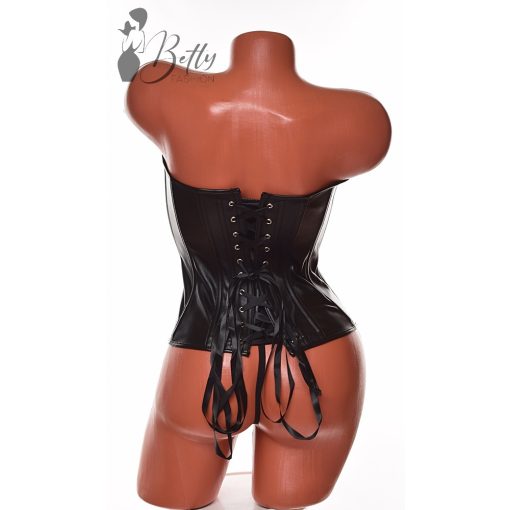 Fekete színű, műbőr fűző és tanga, erotikus szett - S, M, L, XL, 2XL, 3XL