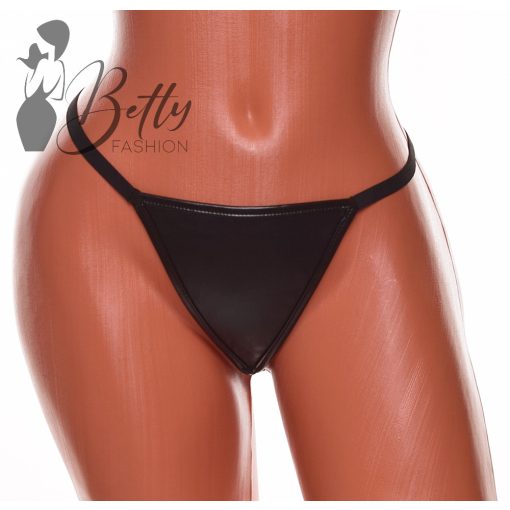 Fekete színű, műbőr fűző és tanga, erotikus szett - S, M, L, XL, 2XL, 3XL