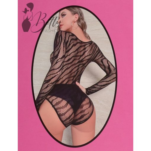 Fekete színű, zebramintás, erotikus body - méret nélküli 