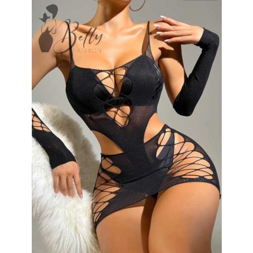 Fekete színű erotikus szett, testharisnya - méret nélküli