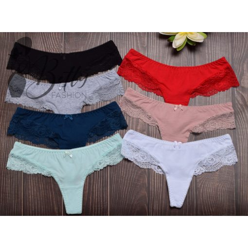 Széles pántos, csipkeszegélyes tanga