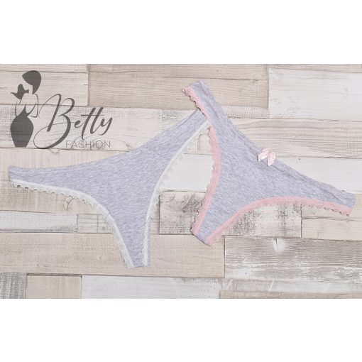 Szürke színű, csipkeszegélyes tanga S, M, L, XL