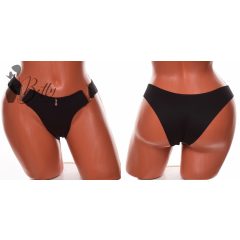   Fekete színű, lézer vágott, fémdíszes brazil bugyi S, M, L, XL, 2XL