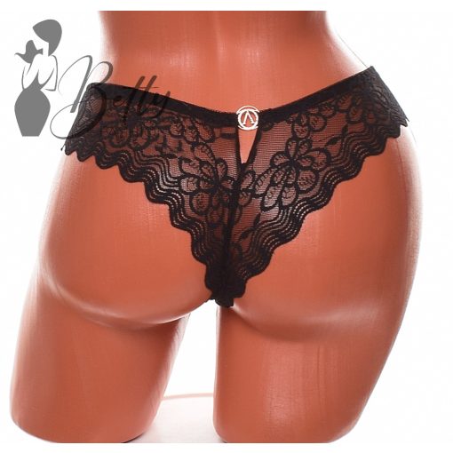 Hátul kivágott és fémdíszes, csipkés brazil bugyi S, M, L, XL